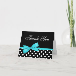 Aquamarin Blue Bow Black Polka Dots Danke