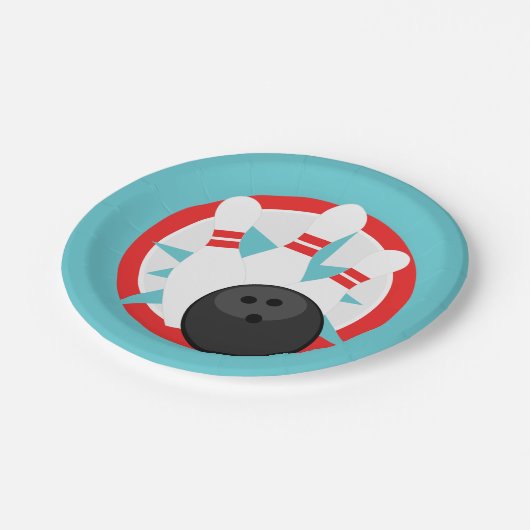 Aquamarin Blue Bowling Button Paper Teller (Schrägansicht)