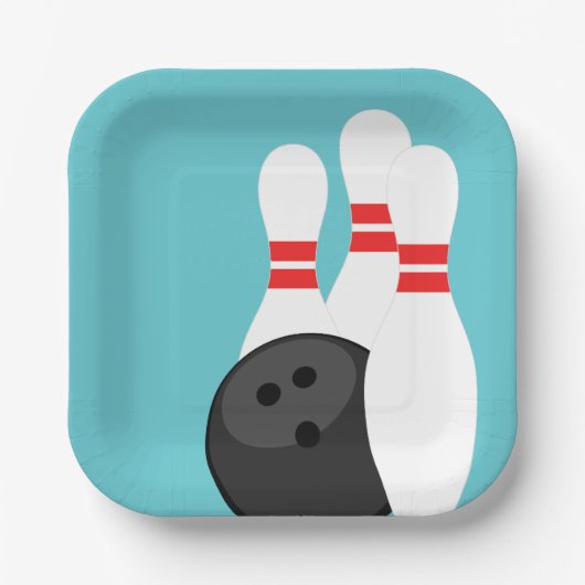 Aquamarin Blue Bowling Party Paper Teller (Vorderseite)