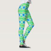 Aquamarin Blue Bright Gemusterte Ladys Leggings (Rechts)