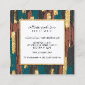 Aquamarin Blue Brown Black Gold Glitzer Paint Make Quadratische Visitenkarte (Rückseite)