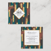 Aquamarin Blue Brown Black Gold Glitzer Paint Make Quadratische Visitenkarte (Vorne/Hinten)