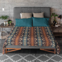 Aquamarin Blue Brown Dark Red Rust Orange Tribal A
