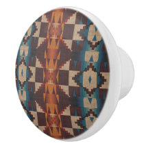 Aquamarin Blue Brown Dark Red Rust Orange Tribal A