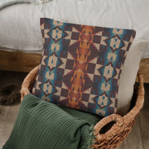 Aquamarin Blue Brown Dark Red Rust Orange Tribal A