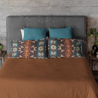 Aquamarin Blue Brown Dark Red Rust Orange Tribal A
