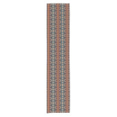 Aquamarin Blue Brown Dark Red Rust Orange Tribal A Kurzer Tischläufer (Vorderseite)