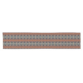 Aquamarin Blue Brown Dark Red Rust Orange Tribal A Kurzer Tischläufer (Horizontal)