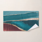 Aquamarin Blue & Brown Gold Glitzer Marmormutter-T Badhandtuch Set (Handtuch)