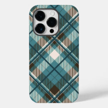 Aquamarin Blue Brown Kariert iPhone Case