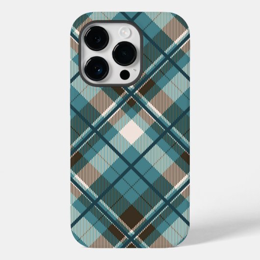 Aquamarin Blue Brown Kariert iPhone Case (Rückseite)