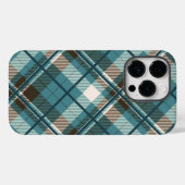 Aquamarin Blue Brown Kariert iPhone Case (Rückseite (Horizontal))