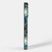 Aquamarin Blue Brown Kariert iPhone Case (Rückseite / Rechts)