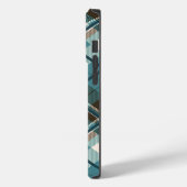 Aquamarin Blue Brown Kariert iPhone Case (Rückseite / Links)
