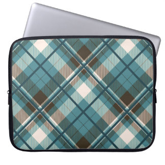 Aquamarin Blue Brown Kariert Laptopschutzhülle