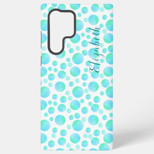 Aquamarin Blue Bubbles Sommer Moderner Individuell Samsung Galaxy Hülle (Rückseite)