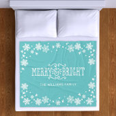 Aquamarin Blue Custom Holiday mit Merry und Bright Fleecedecke