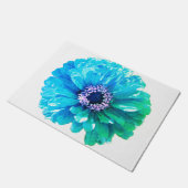 Aquamarin Blue Daisy Fußmatte (Schrägansicht)