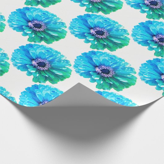 Aquamarin Blue Daisy Geschenkpapier (Ecke)