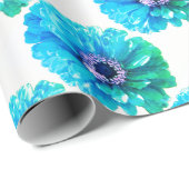 Aquamarin Blue Daisy Geschenkpapier (Rolleneckpunkt)