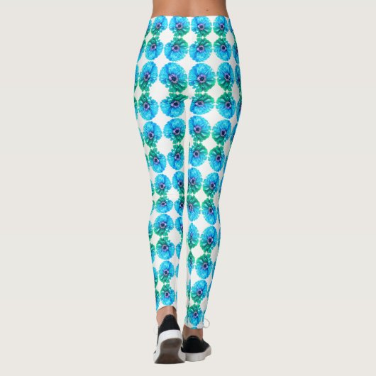 Aquamarin Blue daisy Leggings (Rückseite)