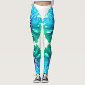 Aquamarin Blue daisy Leggings (Vorderseite)