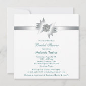 Aquamarin Blue Diamond Bow Bridal Dusche Einladung (Rückseite)