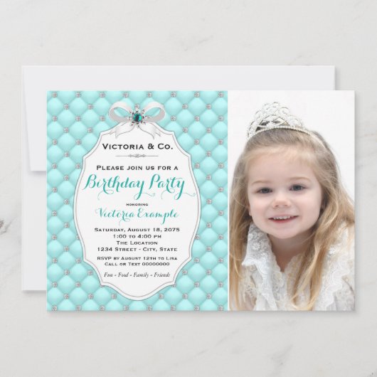 Aquamarin Blue Diamond Geburtstagsparty Einladung (Vorderseite)