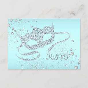 Aquamarin Blue Diamond Masquerade Party UAWG RSVP Karte