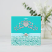 Aquamarin Blue Diamond Tiara Aquamarin Blue Quince Einladung (Stehend Vorderseite)