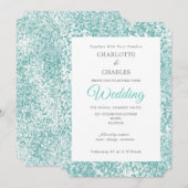 Aquamarin Blue Elegante Wedding Einladung (Vorne/Hinten)
