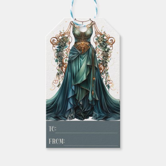 Aquamarin Blue Fantasy Dress Gift Tag, Weihnachten Geschenkanhänger (Vorderseite)