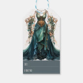 Aquamarin Blue Fantasy Dress Gift Tag, Weihnachten Geschenkanhänger (Rückseite)