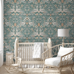Aquamarin Blue Flamingo Floral Damask Tapete