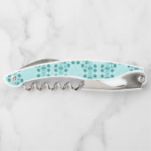 Aquamarin Blue Floral Abstrakt Kellnermesser (Rückseite)