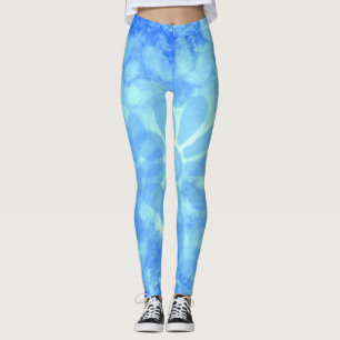 Aquamarin Blue Floral Daisies Blume Blume Ombre Leggings