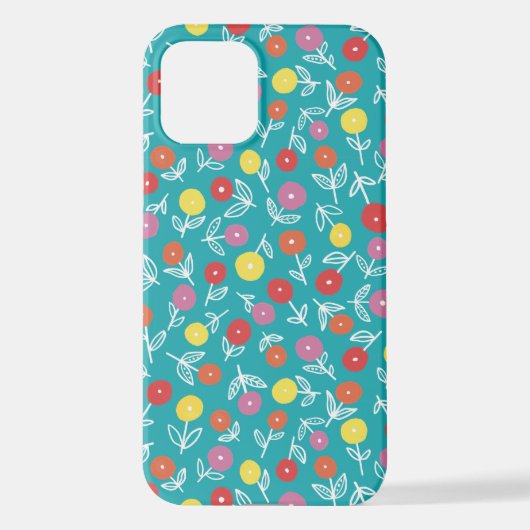 Aquamarin Blue Floral Ditsy iPhone Case Hülle (Rückseite)