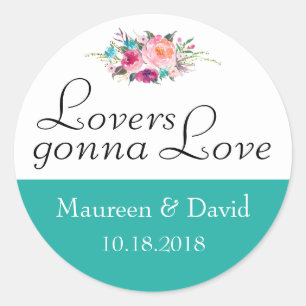 Aquamarin Blue Floral Wedding Runder Aufkleber