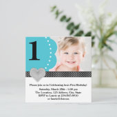 Aquamarin Blue Foto Geburtstagsparty Einladung (Stehend Vorderseite)