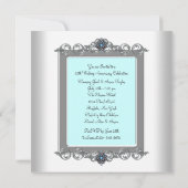 Aquamarin Blue Foto Silver 25-jähriges Party Einladung (Rückseite)