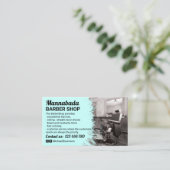 Aquamarin Blue Frame Foto Barber Shop Visitenkarte (Stehend Vorderseite)
