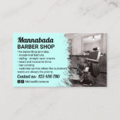 Aquamarin Blue Frame Foto Barber Shop Visitenkarte (Vorderseite)