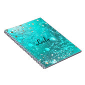 Aquamarin Blue Funkelnd Glitzer Name Aqua Notebook Notizblock (Rechte Seite)