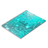 Aquamarin Blue Funkelnd Glitzer Name Aqua Notebook Notizblock (Linke Seite)