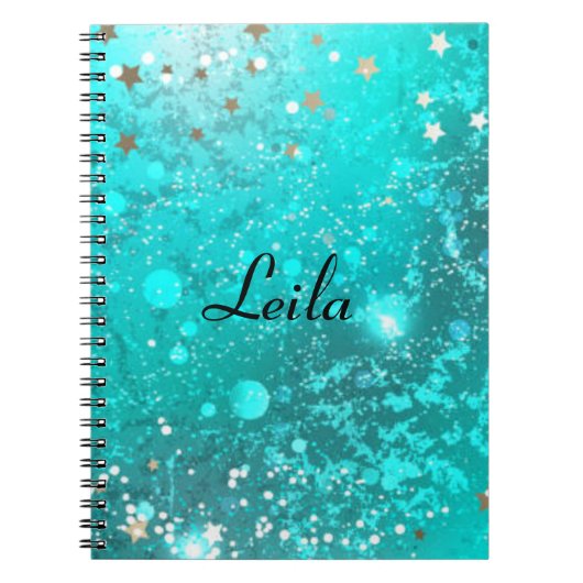 Aquamarin Blue Funkelnd Glitzer Name Aqua Notebook Notizblock (Vorderseite)