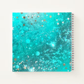 Aquamarin Blue Funkelnd Glitzer Name Notizblock (Rückseite)