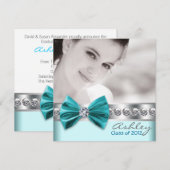 Aquamarin Blue Girl Foto Abschluss Ankündigung (Vorne/Hinten)