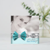 Aquamarin Blue Girl Foto Abschluss Ankündigung (Stehend Vorderseite)
