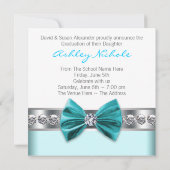 Aquamarin Blue Girl Foto Abschluss Ankündigung (Rückseite)