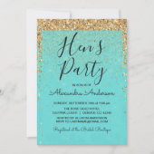 Aquamarin Blue Girly Glitzer Sparkle Hens Party Einladung (Vorderseite)